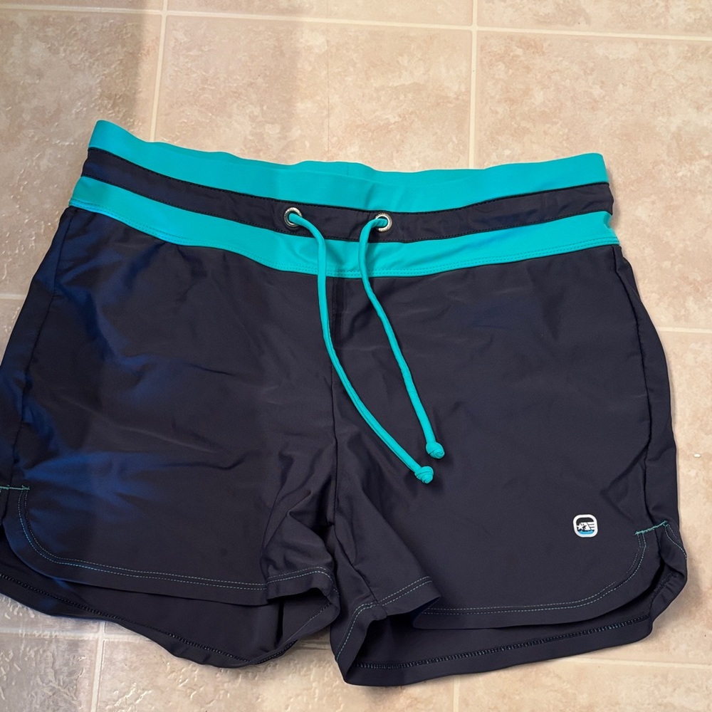 Free Country Women's Swim Shorts - Black and Teal size medium